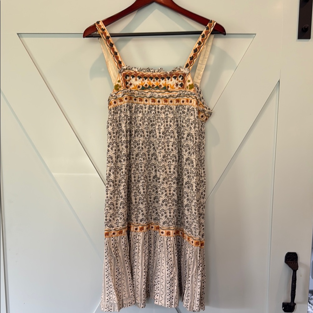 Free People Cream Midi Sundress with Square Neck